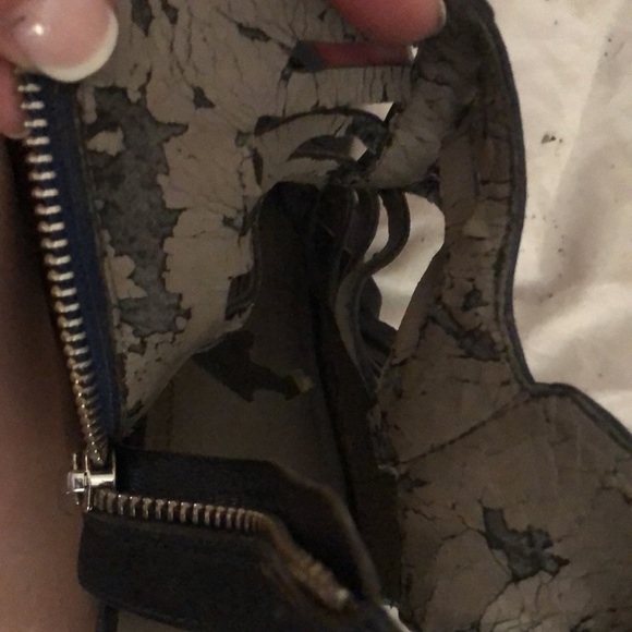 Vince Camuto side 10  Navy blue strappy cage heels side zip bootie like - Picture 10 of 11